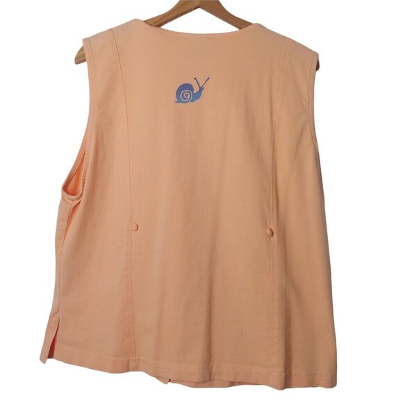 Viva City L Outfit Vest Skirt Short Sleeve Shirt Snail Textile Art Peach USA - Picture 6 of 11